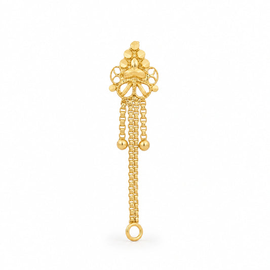 Detailed Floral Chain Loop Nose Pin