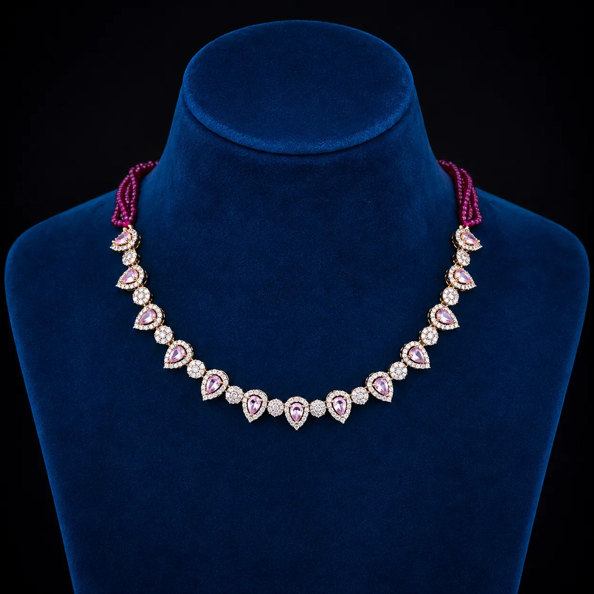 Pink Teardrop Stone Necklace