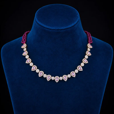 Pink Teardrop Stone Necklace