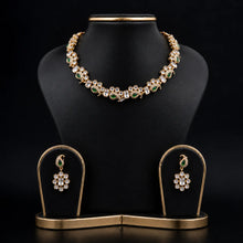 Green & White Stone Necklace Set