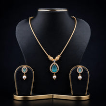 Teardrop Pendant Necklace Set with Pearl Drop Earrings