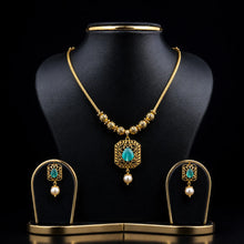 Turquoise Pendant Necklace Set with Pearl Drop Earrings