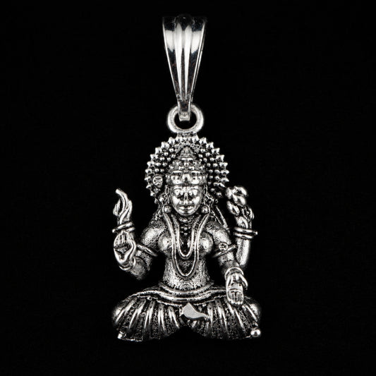 Oval Ganesha Openwork Silver Pendant