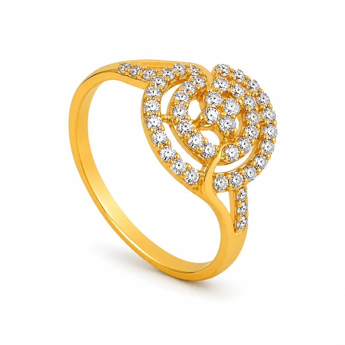 Crystal Studded Floral Ring for Women