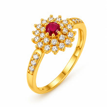 Ruby Floral Gold Ring