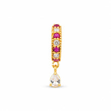 Red Clear Stone Drop Hoop Nose Pin