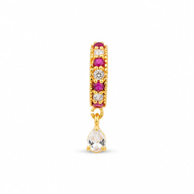 Red Clear Stone Drop Hoop Nose Pin