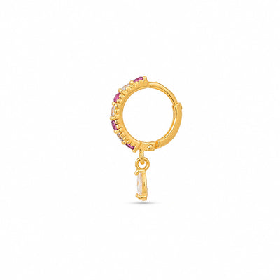 Red Clear Stone Drop Hoop Nose Pin