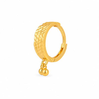 Textured Twin Bead Hoop Nose Pin