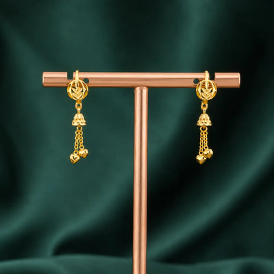 Gold-Finish Heart Charm Sui Dhaga Earrings