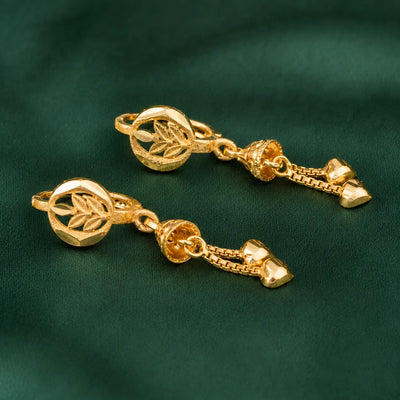 Gold-Finish Heart Charm Sui Dhaga Earrings