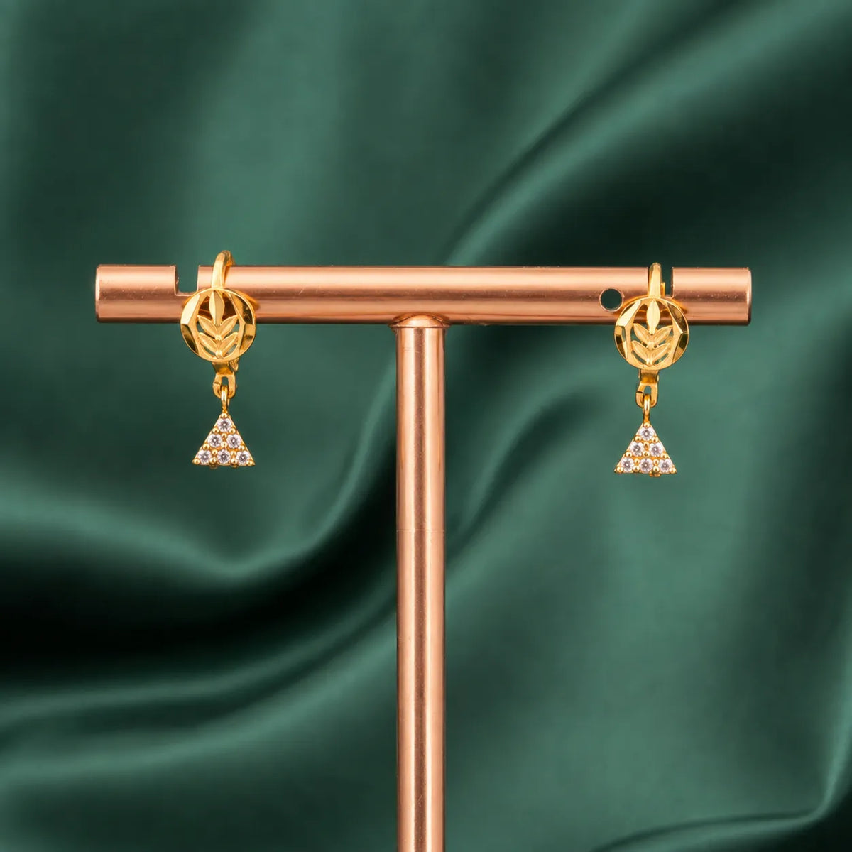 Gold-Finish Heart Charm Sui Dhaga Earrings