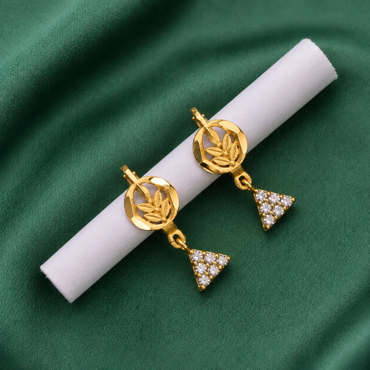 Gold-Finish Heart Charm Sui Dhaga Earrings