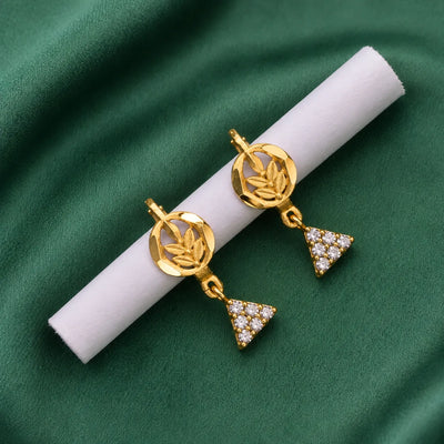Gold-Finish Heart Charm Sui Dhaga Earrings