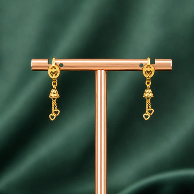 Gold-Finish Heart Charm Sui Dhaga Earrings
