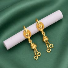 Gold-Finish Heart Charm Sui Dhaga Earrings