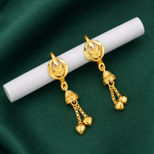 Gold-Finish Heart Charm Sui Dhaga Earrings