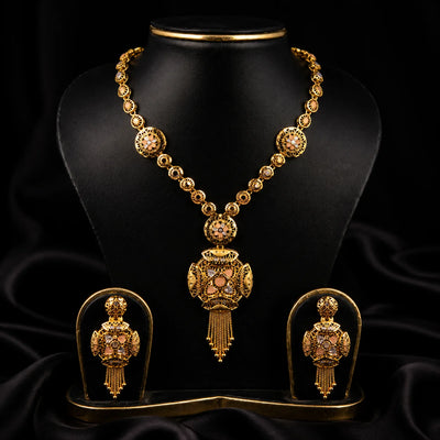 Turkish Gold Necklace Set with Matching Earrings