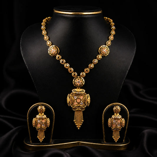 Turkish Gold Necklace Set with Matching Earrings