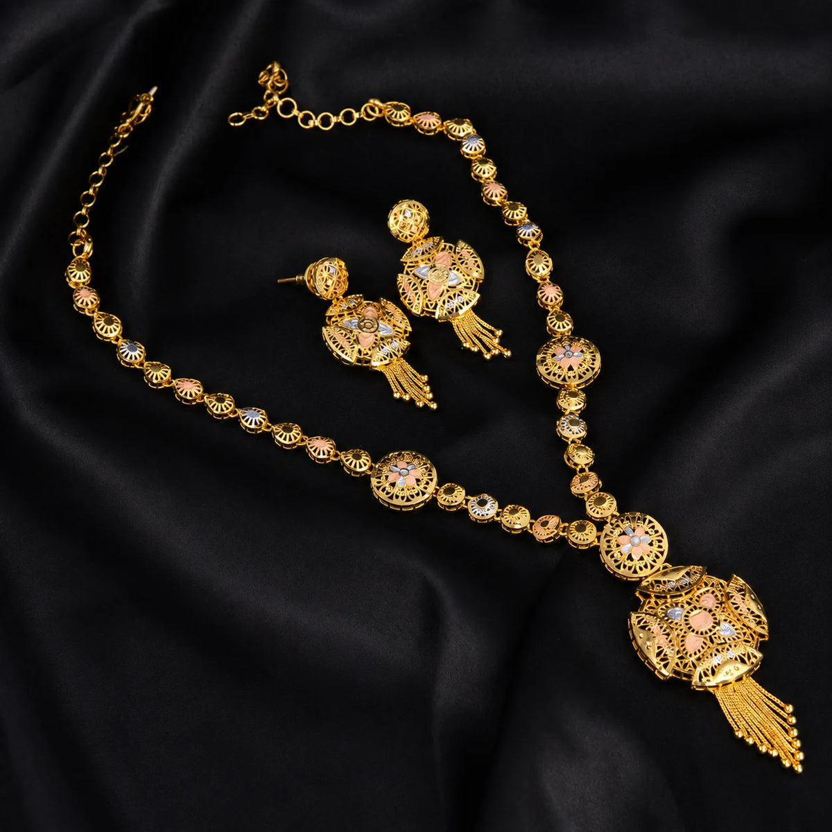 Turkish Gold Necklace Set with Matching Earrings