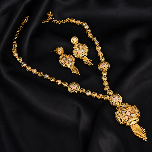 Turkish Gold Necklace Set with Matching Earrings
