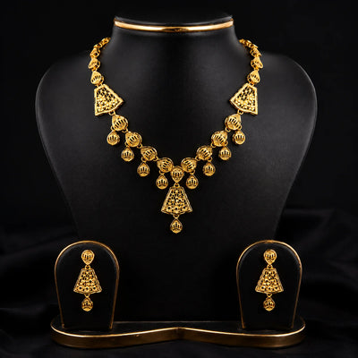 Turkish Gold Necklace Set with Matching Earrings