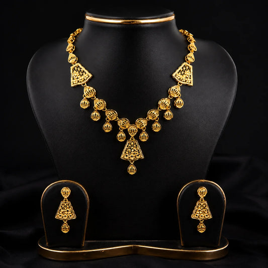 Turkish Gold Necklace Set with Matching Earrings