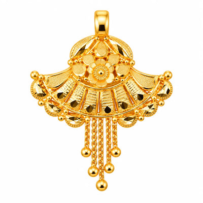 Floral Fan Design Gold Finish Pendant