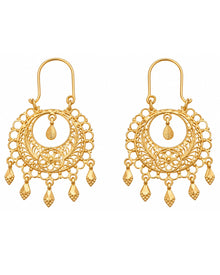 Gold Finish Filigree Hoop Earrings