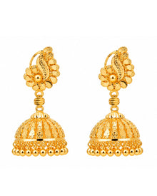 Premium Gold Finish Floral Dome Jhumka Earrings
