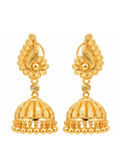 Premium Gold Finish Paisley Dome Jhumka Earrings