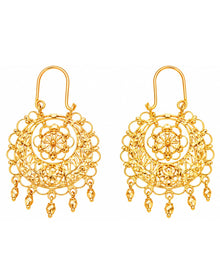 Gold Finish Floral Filigree Dangling Earrings