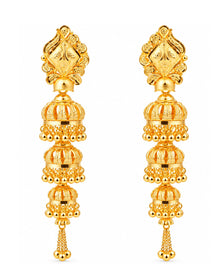 Premium Gold Finish Triple-Layer Traditional Jhumka Earrings
