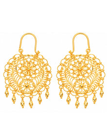 Gold Finish Floral Filigree Statement Earrings