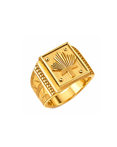 Elegant Gold-Finish Geometric Designer Ring