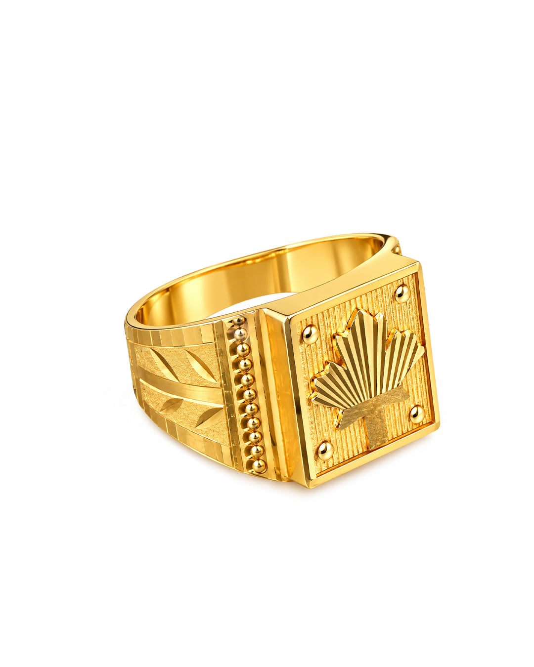 Elegant Gold-Finish Geometric Designer Ring