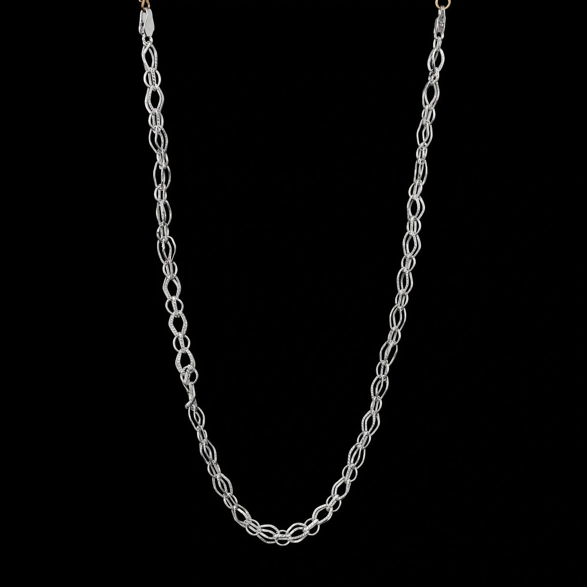 Double-Loop Interwoven Silver Chain