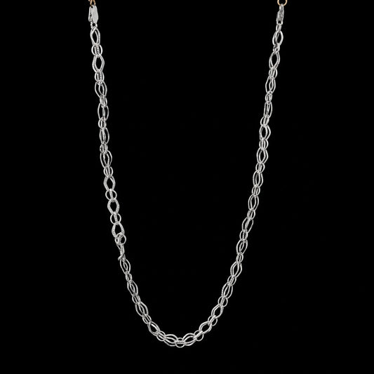 Double-Loop Interwoven Silver Chain